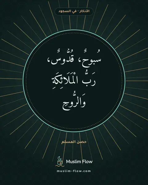 دعاء السجود: سُبوحٌ، قُدُّوسٌ، رَبُّ الْمَلَائِكَةِ وَالرُّوحِ