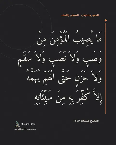 صحيح مسلم ٢٥٧٣: مَا يُصِيبُ الْمُؤْمِنَ مِنْ وَصَبٍ وَلاَ نَصَبٍ وَلاَ سَقَمٍ وَلاَ حَزَنٍ حَتَّى…