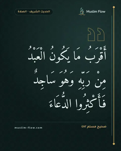 صحيح مسلم ٤٨٢: أَقْرَبُ مَا يَكُونُ الْعَبْدُ مِنْ رَبِّهِ وَهُوَ سَاجِدٌ فَأَكْثِرُوا الدُّعَاءَ