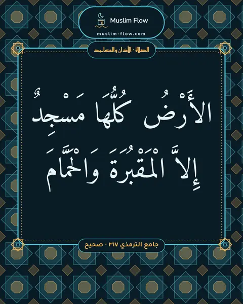 جامع الترمذي ٣١٧ · صحيح: الأَرْضُ كُلُّهَا مَسْجِدٌ إِلاَّ الْمَقْبُرَةَ وَالْحَمَّامَ