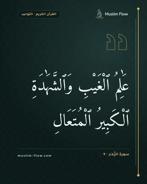 سورة الرَّعۡدِ · ٩: عَٰلِمُ ٱلْغَيْبِ وَٱلشَّهَٰدَةِ ٱلْكَبِيرُ ٱلْمُتَعَالِ