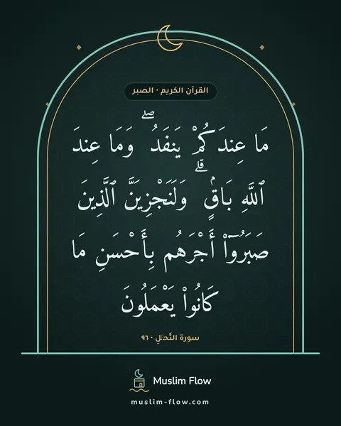 سورة النَّحۡلِ · ٩٦: مَا عِندَكُمْ يَنفَدُ ۖ وَمَا عِندَ ٱللَّهِ بَاقٍۢ ۗ وَلَنَجْزِيَنَّ ٱلَّذِينَ صَبَرُوٓا۟…