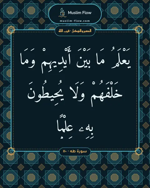 سورة طه · ١١٠: يَعْلَمُ مَا بَيْنَ أَيْدِيهِمْ وَمَا خَلْفَهُمْ وَلَا يُحِيطُونَ بِهِۦ عِلْمًۭا