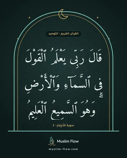 سورة الأَنبِيَاءِ · ٤: قَالَ رَبِّى يَعْلَمُ ٱلْقَوْلَ فِى ٱلسَّمَآءِ وَٱلْأَرْضِ ۖ وَهُوَ ٱلسَّمِيعُ ٱلْعَلِيمُ