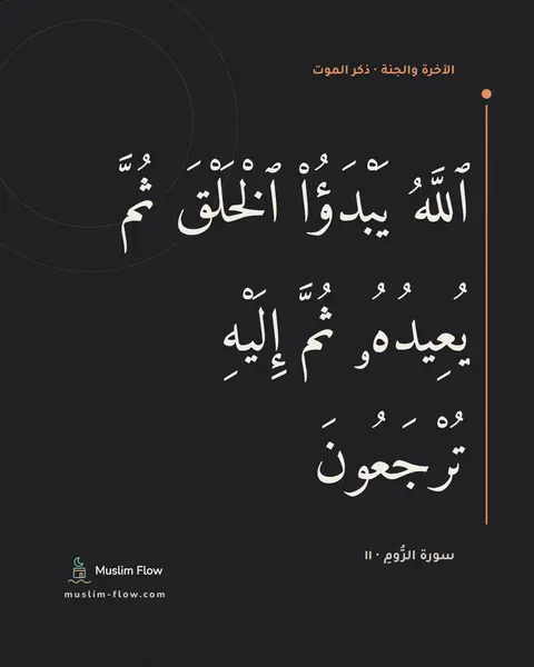 سورة الرُّومِ · ١١: ٱللَّهُ يَبْدَؤُا۟ ٱلْخَلْقَ ثُمَّ يُعِيدُهُۥ ثُمَّ إِلَيْهِ تُرْجَعُونَ