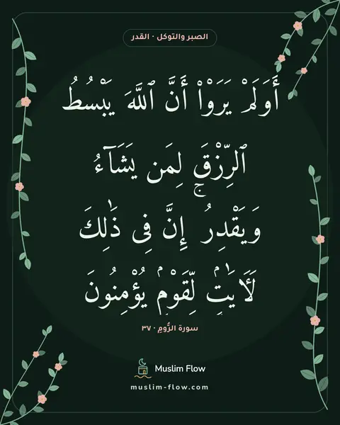 سورة الرُّومِ · ٣٧: أَوَلَمْ يَرَوْا۟ أَنَّ ٱللَّهَ يَبْسُطُ ٱلرِّزْقَ لِمَن يَشَآءُ وَيَقْدِرُ ۚ إِنَّ فِى…