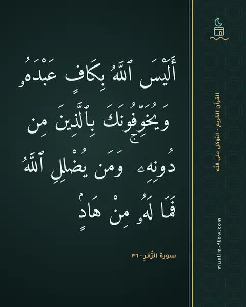 سورة الزُّمَرِ · ٣٦: أَلَيْسَ ٱللَّهُ بِكَافٍ عَبْدَهُۥ ۖ وَيُخَوِّفُونَكَ بِٱلَّذِينَ مِن دُونِهِۦ ۚ وَمَن…