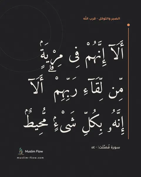 سورة فُصِّلَتۡ · ٥٤: أَلَآ إِنَّهُمْ فِى مِرْيَةٍۢ مِّن لِّقَآءِ رَبِّهِمْ ۗ أَلَآ إِنَّهُۥ بِكُلِّ شَىْءٍۢ…