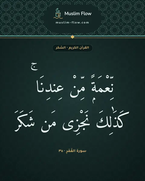 سورة القَمَرِ · ٣٥: نِّعْمَةًۭ مِّنْ عِندِنَا ۚ كَذَٰلِكَ نَجْزِى مَن شَكَرَ