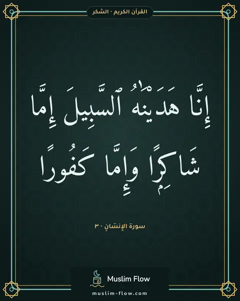 سورة الإِنسَانِ · ٣: إِنَّا هَدَيْنَٰهُ ٱلسَّبِيلَ إِمَّا شَاكِرًۭا وَإِمَّا كَفُورًا
