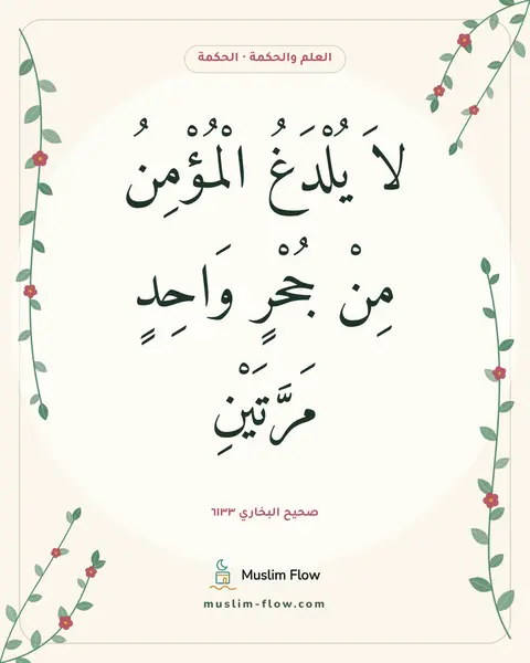 صحيح البخاري ٦١٣٣: لاَ يُلْدَغُ الْمُؤْمِنُ مِنْ جُحْرٍ وَاحِدٍ مَرَّتَيْنِ