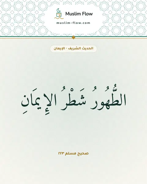صحيح مسلم ٢٢٣: الطُّهُورُ شَطْرُ الإِيمَانِ