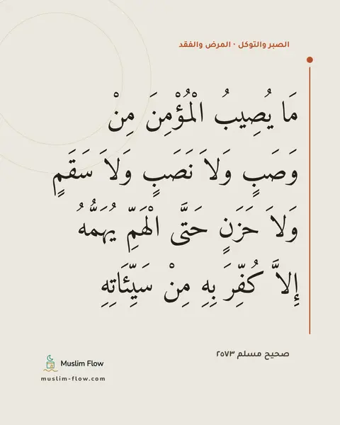 صحيح مسلم ٢٥٧٣: مَا يُصِيبُ الْمُؤْمِنَ مِنْ وَصَبٍ وَلاَ نَصَبٍ وَلاَ سَقَمٍ وَلاَ حَزَنٍ حَتَّى…