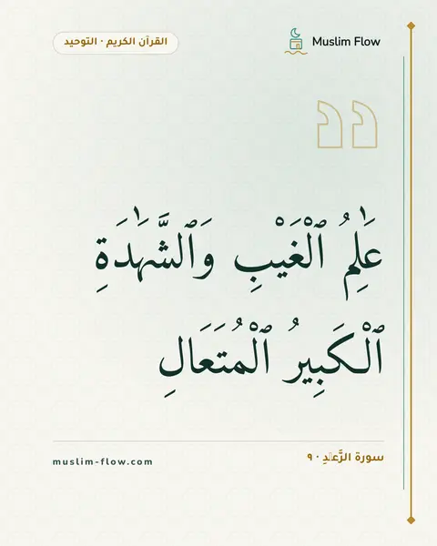 سورة الرَّعۡدِ · ٩: عَٰلِمُ ٱلْغَيْبِ وَٱلشَّهَٰدَةِ ٱلْكَبِيرُ ٱلْمُتَعَالِ