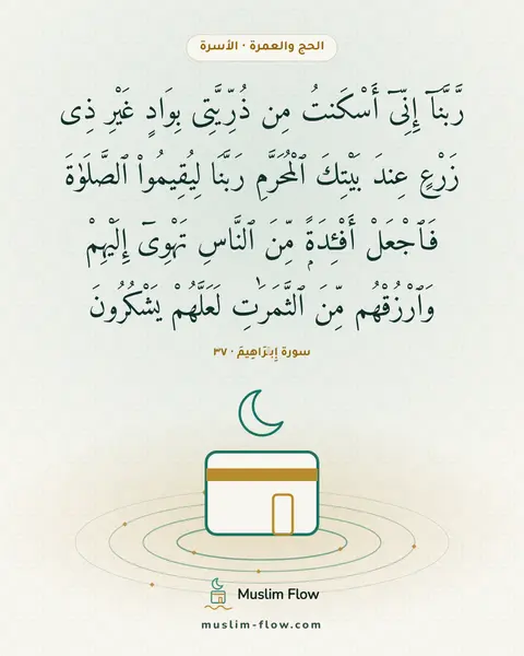 سورة إِبۡرَاهِيمَ · ٣٧: رَّبَّنَآ إِنِّىٓ أَسْكَنتُ مِن ذُرِّيَّتِى بِوَادٍ غَيْرِ ذِى زَرْعٍ عِندَ بَيْتِكَ…