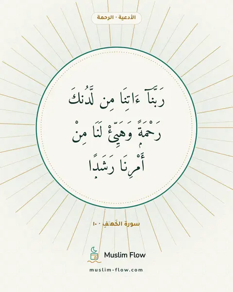 سورة الكَهۡفِ · ١٠: رَبَّنَآ ءَاتِنَا مِن لَّدُنكَ رَحْمَةًۭ وَهَيِّئْ لَنَا مِنْ أَمْرِنَا رَشَدًۭا