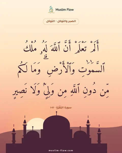 سورة البَقَرَةِ · ١٠٧: أَلَمْ تَعْلَمْ أَنَّ ٱللَّهَ لَهُۥ مُلْكُ ٱلسَّمَٰوَٰتِ وَٱلْأَرْضِ ۗ وَمَا لَكُم مِّن…