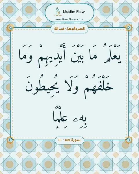 سورة طه · ١١٠: يَعْلَمُ مَا بَيْنَ أَيْدِيهِمْ وَمَا خَلْفَهُمْ وَلَا يُحِيطُونَ بِهِۦ عِلْمًۭا