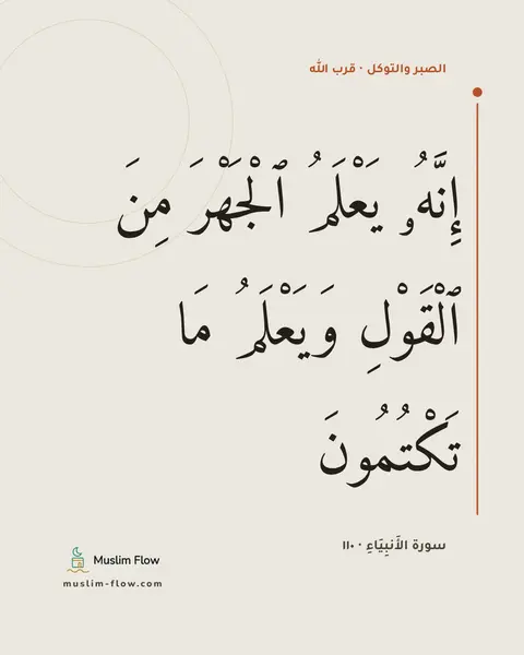 سورة الأَنبِيَاءِ · ١١٠: إِنَّهُۥ يَعْلَمُ ٱلْجَهْرَ مِنَ ٱلْقَوْلِ وَيَعْلَمُ مَا تَكْتُمُونَ