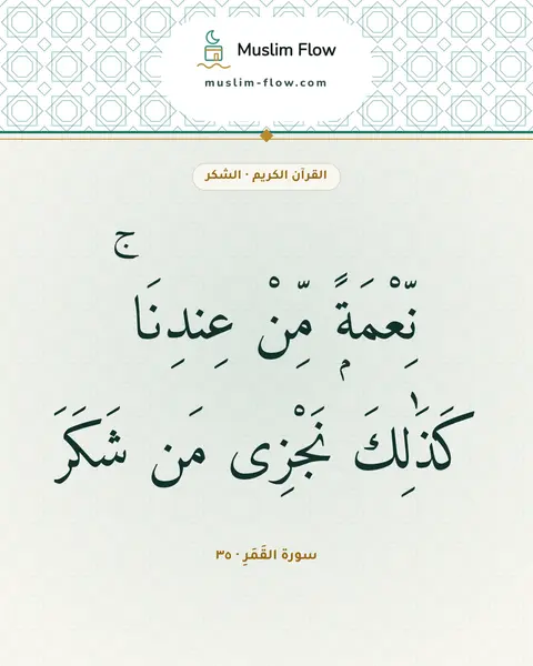 سورة القَمَرِ · ٣٥: نِّعْمَةًۭ مِّنْ عِندِنَا ۚ كَذَٰلِكَ نَجْزِى مَن شَكَرَ