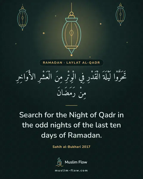 Sahih al-Bukhari 2017: Search for the Night of Qadr in the odd nights of the last ten days of Ramadan.