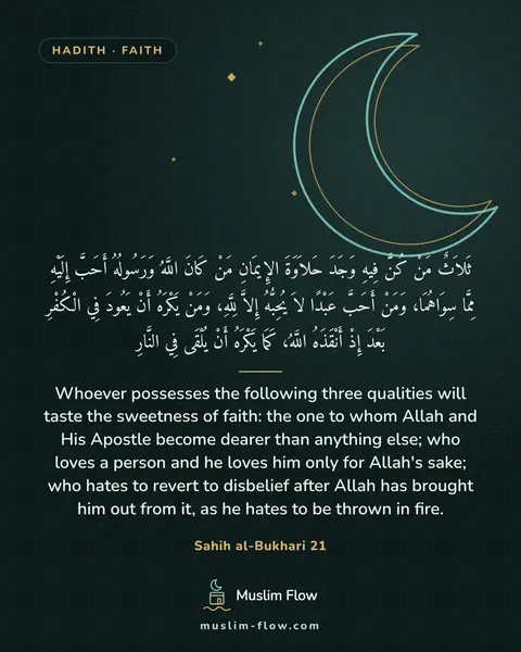 Sahih al-Bukhari 21: Whoever possesses the following three qualities will taste the sweetness of faith: the one to whom…