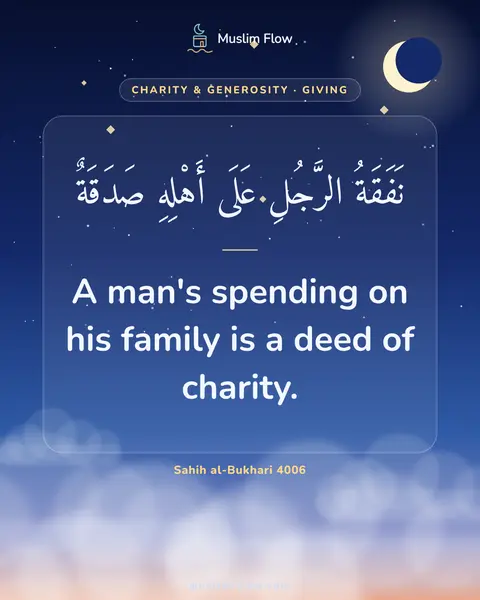 Sahih al-Bukhari 4006: A man's spending on his family is a deed of charity.