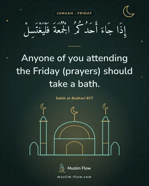 Sahih al-Bukhari 877: Anyone of you attending the Friday (prayers) should take a bath.