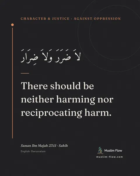 Sunan Ibn Majah 2341 · Sahih: There should be neither harming nor reciprocating harm.