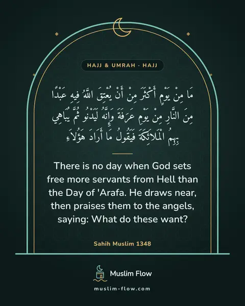 Sahih Muslim 1348: There is no day when God sets free more servants from Hell than the Day of 'Arafa. He draws near…