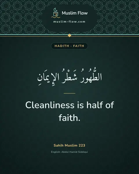 Sahih Muslim 223: Cleanliness is half of faith.