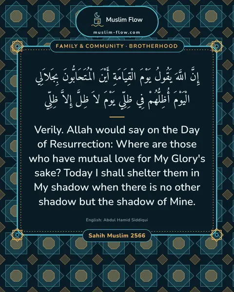 Sahih Muslim 2566: Verily. Allah would say on the Day of Resurrection: Where are those who have mutual love for My…