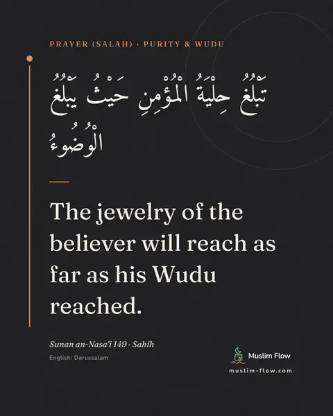 Sunan an-Nasa'i 149 · Sahih: The jewelry of the believer will reach as far as his Wudu reached.