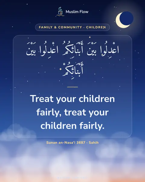 Sunan an-Nasa'i 3687 · Sahih: Treat your children fairly, treat your children fairly.