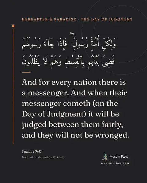 Yunus 10:47: And for every nation there is a messenger. And when their messenger cometh (on the Day of Judgment)…