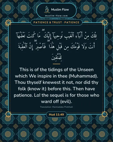 Hud 11:49: This is of the tidings of the Unseen which We inspire in thee (Muhammad). Thou thyself knewest it…