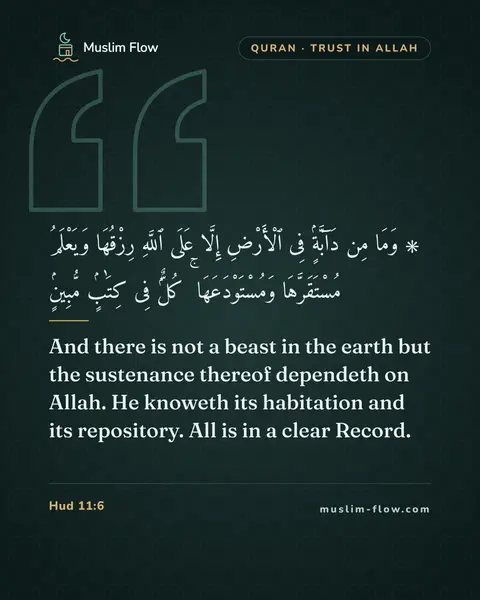 Hud 11:6: And there is not a beast in the earth but the sustenance thereof dependeth on Allah. He knoweth its…