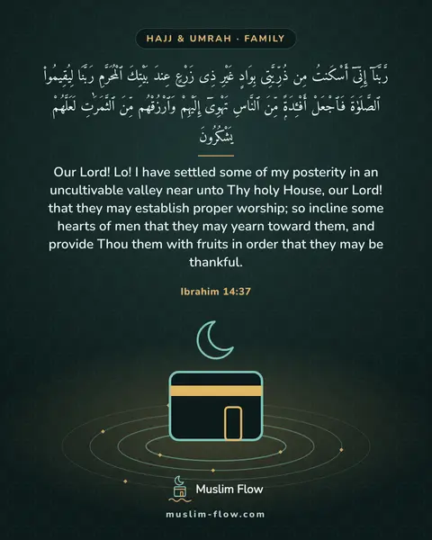 Ibrahim 14:37: Our Lord! Lo! I have settled some of my posterity in an uncultivable valley near unto Thy holy…