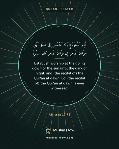 Al-Israa 17:78: Establish worship at the going down of the sun until the dark of night, and (the recital of) the…