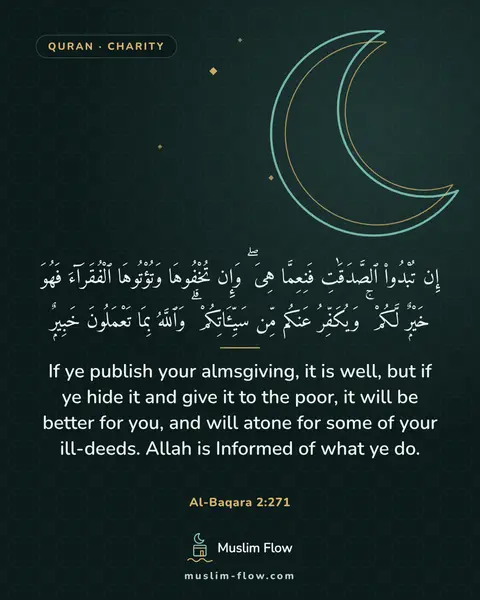 Al-Baqara 2:271: If ye publish your almsgiving, it is well, but if ye hide it and give it to the poor, it will be…