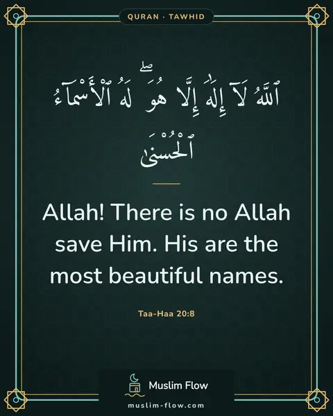 Taa-Haa 20:8: Allah! There is no Allah save Him. His are the most beautiful names.