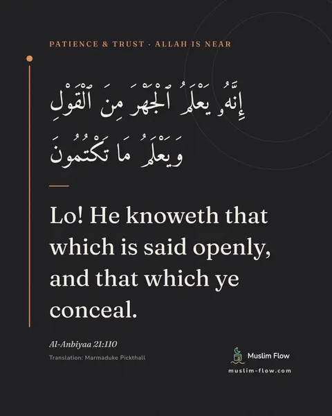 Al-Anbiyaa 21:110: Lo! He knoweth that which is said openly, and that which ye conceal.