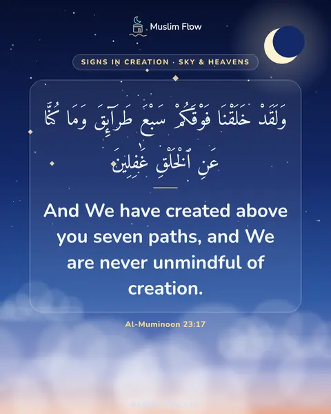 Al-Muminoon 23:17: And We have created above you seven paths, and We are never unmindful of creation.