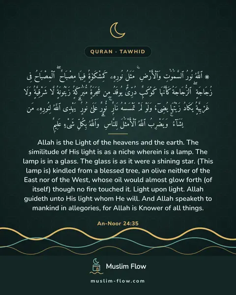 An-Noor 24:35: Allah is the Light of the heavens and the earth. The similitude of His light is as a niche wherein…