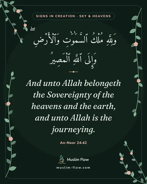 An-Noor 24:42: And unto Allah belongeth the Sovereignty of the heavens and the earth, and unto Allah is the…