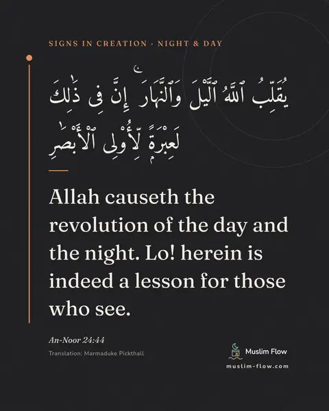 An-Noor 24:44: Allah causeth the revolution of the day and the night. Lo! herein is indeed a lesson for those who…