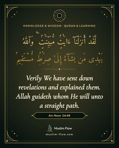 An-Noor 24:46: Verily We have sent down revelations and explained them. Allah guideth whom He will unto a straight…