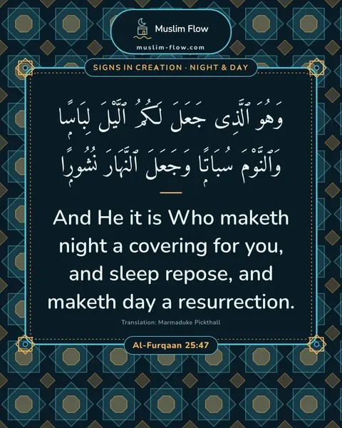 Al-Furqaan 25:47: And He it is Who maketh night a covering for you, and sleep repose, and maketh day a resurrection.