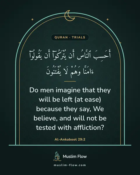 Al-Ankaboot 29:2: Do men imagine that they will be left (at ease) because they say, We believe, and will not be…