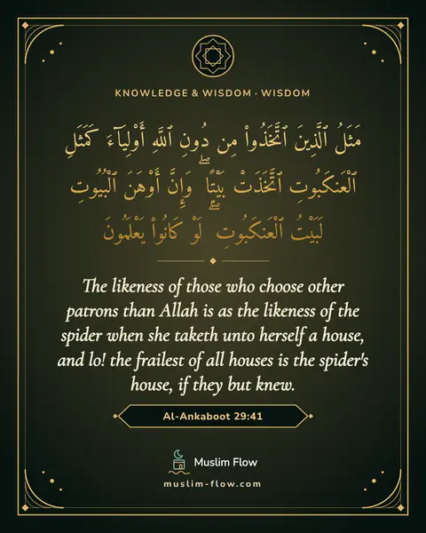 Al-Ankaboot 29:41: The likeness of those who choose other patrons than Allah is as the likeness of the spider when she…
